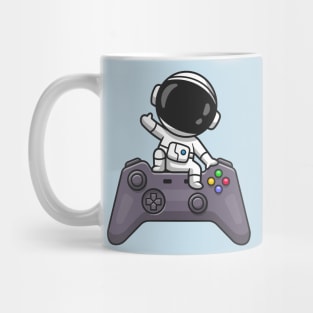 Cute Astronaut Waving Hand On Controller Cartoon Mug